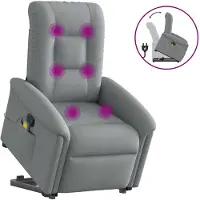 vidaXL Fauteuil de massage avec releveur Gris clair Tissu