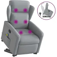 vidaXL Fauteuil de massage avec releveur Gris clair Tissu