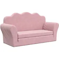 vidaXL Canapé-lit pour enfants 2 places Rose Peluche douce