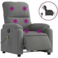 vidaXL Fauteuil de massage électrique gris foncé tissu microfibre
