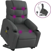vidaXL Fauteuil de massage avec releveur Tissu gris foncé
