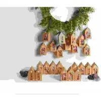 Rico Calendrier de l'avent maisons en carton,24 pièces, 9x4,5x4,5cm,MIX