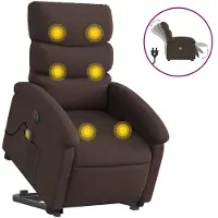 vidaXL Fauteuil de massage électrique avec releveur Tissu marron foncé