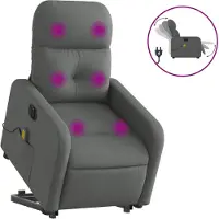 vidaXL Fauteuil de massage électrique avec releveur Tissu gris foncé