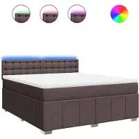 vidaXL Lit boxspring avec matelas brun foncé 180x200 cm Tissu