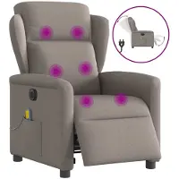 vidaXL Fauteuil de massage électrique Taupe Tissu