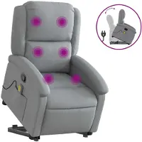 vidaXL Fauteuil de massage avec releveur Gris clair Tissu