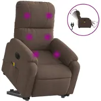 vidaXL Fauteuil de massage Releveur électrique Marron Tissu microfibre