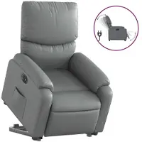 vidaXL Fauteuil relax releveur électrique gris similicuir