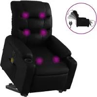 vidaXL Fauteuil de massage avec releveur électrique noir similicuir