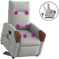 vidaXL Fauteuil de massage avec releveur Gris nuage Tissu