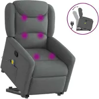 vidaXL Fauteuil de massage avec releveur Tissu gris foncé