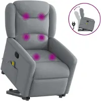 vidaXL Fauteuil de massage avec releveur Gris clair Tissu