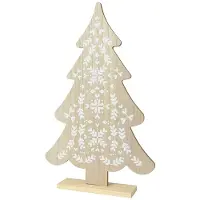Ksd Small wooden fir tree with white details, 30 x 6 x 48 cm.