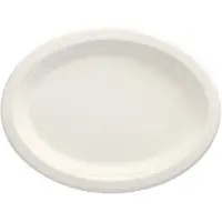 Papstar 50 assiettes, canne à sucre "pure" ovale 26 cm x 20 cm x 2 cm blanc (50x)