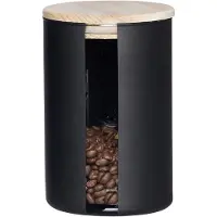 Ritzenhoff & Breker Pot à provisions "JYTTE SCHWARZ", 1,0 l en verre noir, couvercle en hêtre avec silicone - 3 pièces (816181)