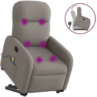 vidaXL Fauteuil de massage avec releveur Taupe Tissu
