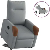 vidaXL Fauteuil relax avec releveur électrique Gris clair Tissu