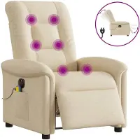 vidaXL Fauteuil de massage électrique Crème Tissu