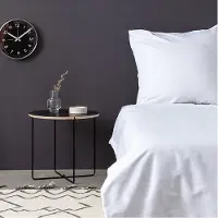 L'essentiel Maison , De White, ensemble housse de couette simple en satin (FR), blanc, 100 % satin de coton, 140 x 200 cm