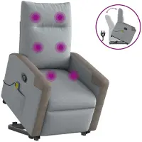vidaXL Fauteuil de massage avec releveur Gris clair Tissu