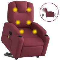 vidaXL Fauteuil de massage électrique avec releveur Tissu rouge vin
