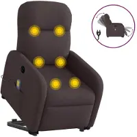 vidaXL Fauteuil de massage électrique avec releveur Tissu marron foncé