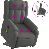 vidaXL Fauteuil de massage avec releveur Tissu gris foncé