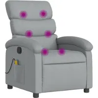 vidaXL Fauteuil relax de massage, tissu gris clair