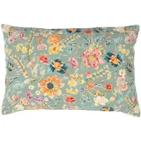 Mars & More Coussin brodé de motifs de fleurs sauvages, notamment des delphiniums, de couleur violette, dimensions 40x60 cm