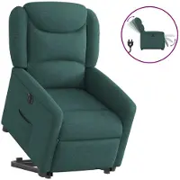 vidaXL Fauteuil relax avec releveur électrique Vert foncé Tissu