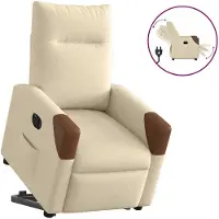 vidaXL Fauteuil relax avec releveur électrique Crème Tissu