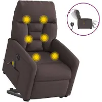vidaXL Fauteuil de massage électrique avec releveur Tissu marron foncé