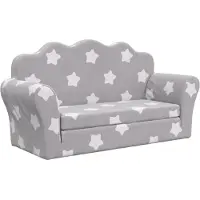 vidaXL Canapé-lit pour enfants 2 places gris clair avec étoiles Peluche douce