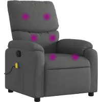 vidaXL Fauteuil relax de massage, tissu, gris foncé