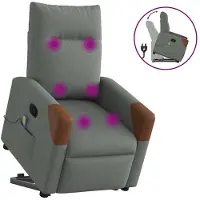 vidaXL Fauteuil de massage avec releveur Tissu gris foncé
