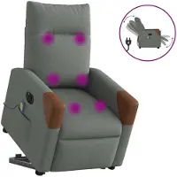vidaXL Fauteuil de massage électrique avec releveur Tissu gris foncé