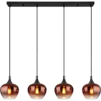 Globo Suspension noire Maxy avec verre rouge 4 lumières