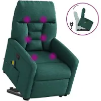 vidaXL Fauteuil de massage avec releveur Vert foncé Tissu
