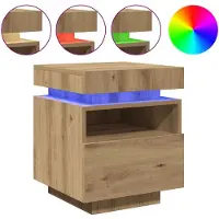 vidaXL Armoire de chevet et lumières LED chêne artisanal 40x39x48,5 cm