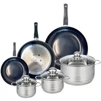 Elo Ensemble de 3 Poêles de cuisson 20, 28 et 32 cm et 3 faitouts 14, 16 et 24 cm Prima Brillant