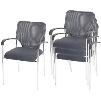 MCW Lot de 4 chaises de conférence / visiteur Tulsa, empilable, tissu