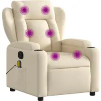vidaXL Fauteuil relax de massage, tissu crème