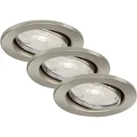 Briloner Lampe LED encastrée LEUCHTEN DIMM, 5,5 W, 460 lm, IP23, nickel mat, métal, incl., 3x GU10, intensité lumineuse variable,set de 3, Ø 8,6cm