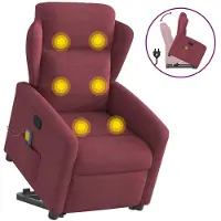 vidaXL Fauteuil de massage avec releveur vin rouge Tissu
