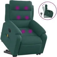 vidaXL Fauteuil de massage avec releveur Vert foncé Tissu