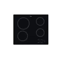 Whirlpool AKT 801/NE Table de cuisson noire encastrable 58 cm Table de cuisson vitrocéramique 4 zone(s)