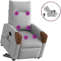 vidaXL Fauteuil de massage avec releveur Électrique Gris nuage Tissu