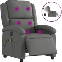 vidaXL Fauteuil de massage électrique Tissu gris foncé