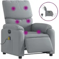 vidaXL Fauteuil de massage électrique Tissu gris clair